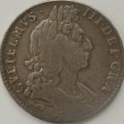 HALF CROWNS 1696  WILLIAM III 1ST BUST SMALL SHIELDS INVERTED A FOR V IN DECVS ESC 534A VERY RARE GF
