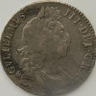 HALF CROWNS 1696  WILLIAM III 1ST BUST 2ND SHIELD OCTAVO ESC 534 EX ASSOCIATION WRECK COIN NVF