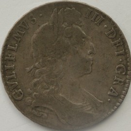 HALF CROWNS 1697  WILLIAM III 1ST BUST LARGE SHIELDS NONO ESC 541 GF