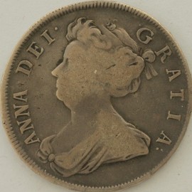 HALF CROWNS 1707  ANNE ROSES & PLUMES SEXTO SCARCE  GF
