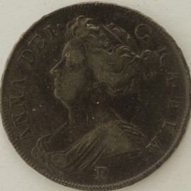 HALF CROWNS 1707 E ANNE EDINBURGH - MINOR ADJUSTMENT ON OBVERSE  VF