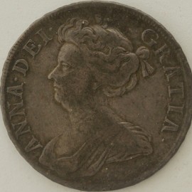 HALF CROWNS 1709  ANNE PLAIN OCTAVO WEAK DATE NVF 