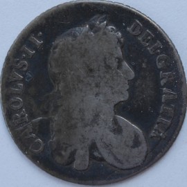 SHILLINGS 1668  CHARLES II 2ND BUST 8 OVER 3 ESC 1030A RARE  GF