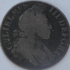 SHILLINGS 1699  WILLIAM III 5TH BUST PLAIN SCARCE  F/GF