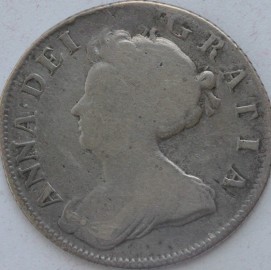 SHILLINGS 1705  ANNE PLAIN VERY SCARCE F