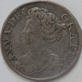 SHILLINGS 1712  ANNE ROSES & PLUMES SCARCE  GF