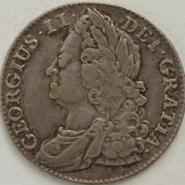 SHILLINGS 1743  GEORGE II ROSES 43 OVER 41 GVF