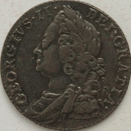 SHILLINGS 1750  GEORGE II 0 OVER 6 GVF