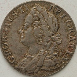 SHILLINGS 1750  GEORGE II WIDE 0 GVF