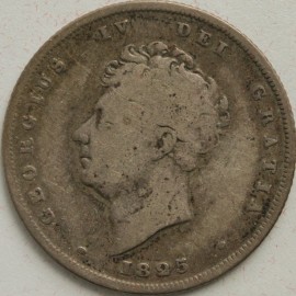 SHILLINGS 1825  GEORGE IV 2ND HEAD 3RD REVERSE ROM I IN DATE RARE F