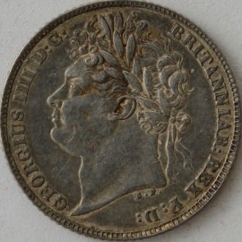 SIXPENCES 1821  GEORGE IV 1ST HEAD 1ST REVERSE NEF