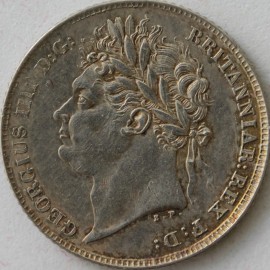 SIXPENCES 1825  GEORGE IV 1ST HEAD 2ND REVERSE  NEF