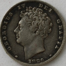 SIXPENCES 1826  GEORGE IV  GVF