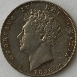 SIXPENCES 1828  GEORGE IV  GVF