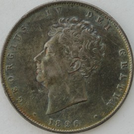 HALF CROWNS 1826  GEORGE IV BARE HEAD 3RD REV SMALL SCRATCH ON CHEEK VF/GVF