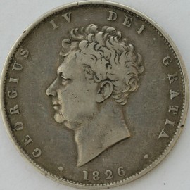 HALF CROWNS 1826  GEORGE IV BARE HEAD GF/NVF