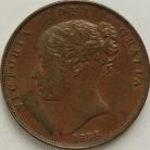 PENNIES 1858  VICTORIA NO WW 1 OVER SMALL I GVF