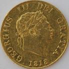 HALF SOVEREIGNS 1818  GEORGE III GEORGE III 8 OVER 8 GVF