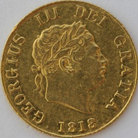 HALF SOVEREIGNS 1818  GEORGE III GEORGE III 8 OVER 8 GVF