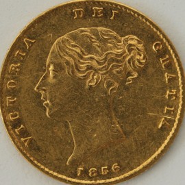 HALF SOVEREIGNS 1856  VICTORIA VICTORIA SCARCE FINE SCRATCHES ON OBVERSE  GVF