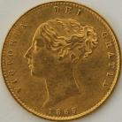 HALF SOVEREIGNS 1865  VICTORIA VICTORIA DIE NO 17 EF