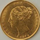 HALF SOVEREIGNS 1874  VICTORIA DIE NO 15 EF