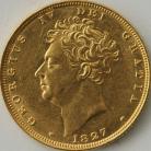 SOVEREIGNS 1827  GEORGE IV GEORGE IV BARE HEAD SCARCE GEF