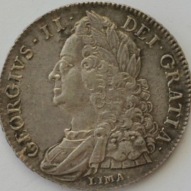 CROWNS 1746  GEORGE II LIMA OLD HEAD S3689 SCARCE GEF