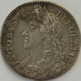 HALF CROWNS 1686  JAMES II 1ST BUST SECUNDO SCARCE GVF