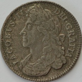 HALF CROWNS 1687  JAMES II 1ST BUST TERTIO VERY SCARCE GVF