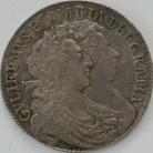 HALF CROWNS 1689  WILLIAM & MARY 1ST BUST 1ST SHIELD PEARLS NO FROSTING ESC 507 NEF/GVF