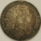 HALF CROWNS 1689  WILLIAM & MARY 1ST BUST 1ST SHIELD PEARLS ESC 507 VF
