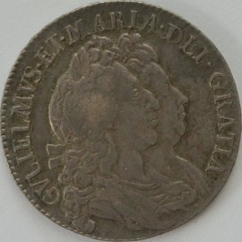 HALF CROWNS 1692  WILLIAM & MARY 2ND BUST QUARTO  GVF