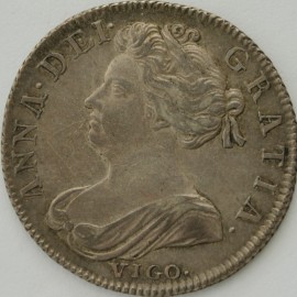 SHILLINGS 1702  ANNE VIGO 1ST BUST VERY SCARCE  NEF