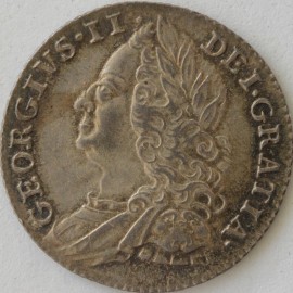 SIXPENCES 1758  GEORGE II 8 OVER 7  UNC T