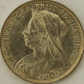 THREEPENCES SILVER 1900  VICTORIA EDGE KNOCK UNC LUS