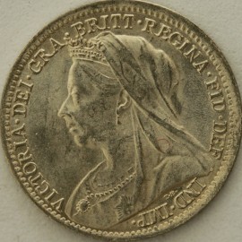 THREEPENCES SILVER 1901  VICTORIA  BU