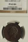 HALFPENCE 1826  GEORGE IV PROOF BMC 1434 NGC SLABBED PF63