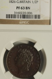 HALFPENCE 1826  GEORGE IV PROOF BMC 1434 NGC SLABBED  PF63