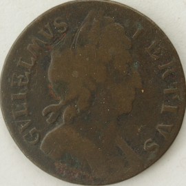 HALFPENCE 1697  WILLIAM III NO STOP AFTER TERTIVS  GF/F