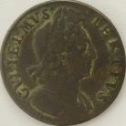 HALFPENCE 1699  WILLIAM III DATE IN EXERGUE NVF/GF