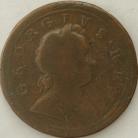 HALFPENCE 1723  GEORGE I INVERTED A ON OBVERSE RARE GF