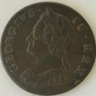 HALFPENCE 1747  GEORGE II GVF