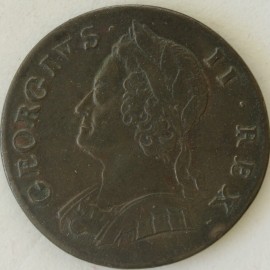 HALFPENCE 1747  GEORGE II  GVF