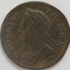 HALFPENCE 1750  GEORGE II LARGE FLAN SCARCE VF