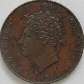 HALFPENCE 1826  GEORGE IV  GVF