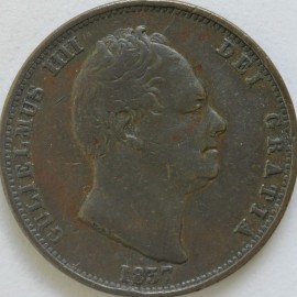 HALFPENCE 1837  WILLIAM IV  NVF/VF