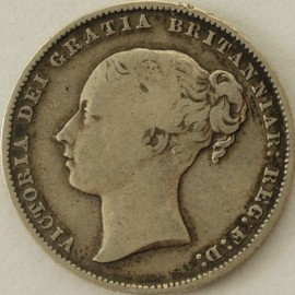 SHILLINGS 1867  VICTORIA DIE NO 20 2ND HEAD SCARCE  GF