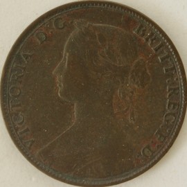 HALFPENCE 1861  VICTORIA 4 BERRIES F273 SCARCE GF