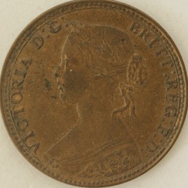 HALFPENCE 1860  VICTORIA ROUND BEADS E OVER F IN REG GVF